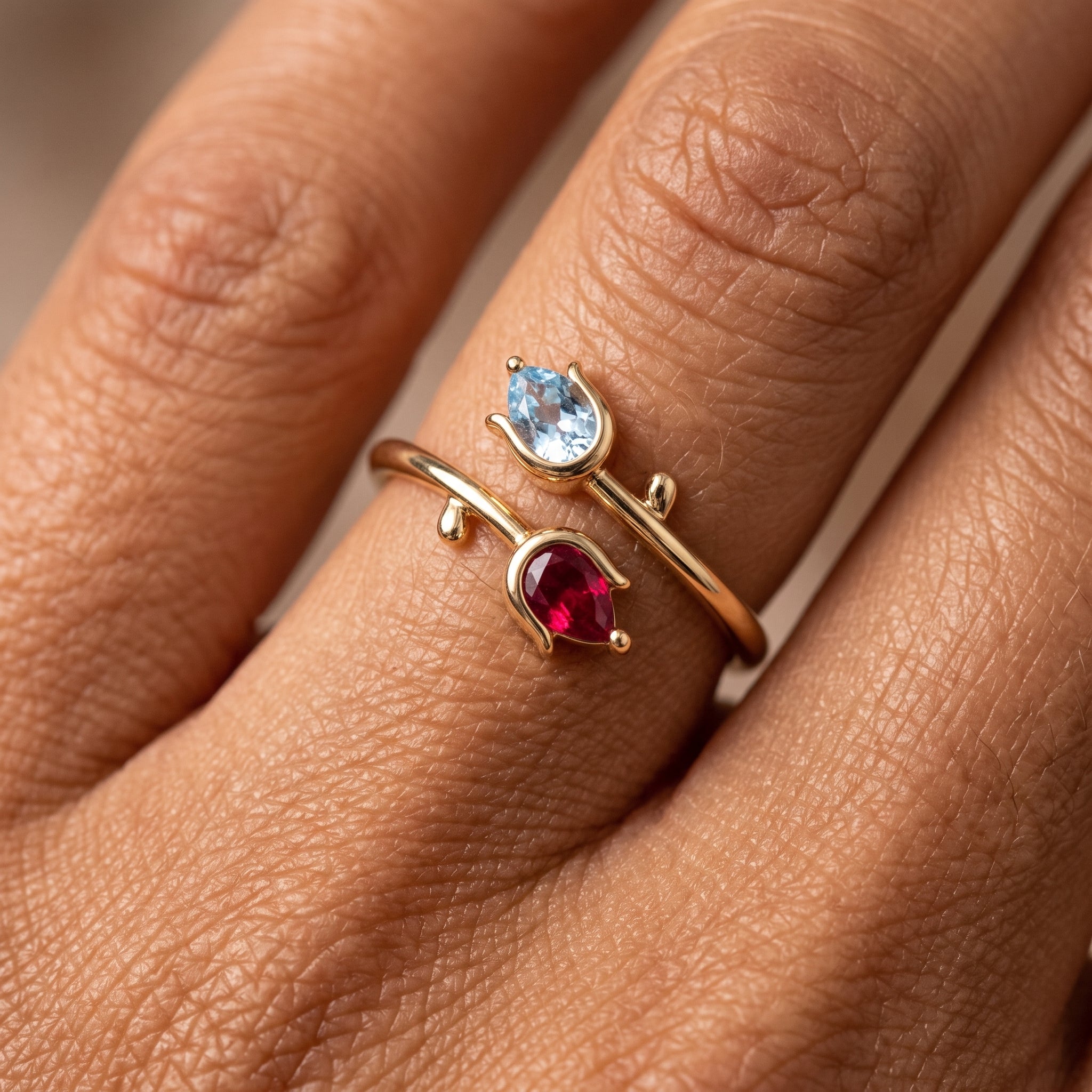 Anel Ajustável BirthStone "Tulipa"