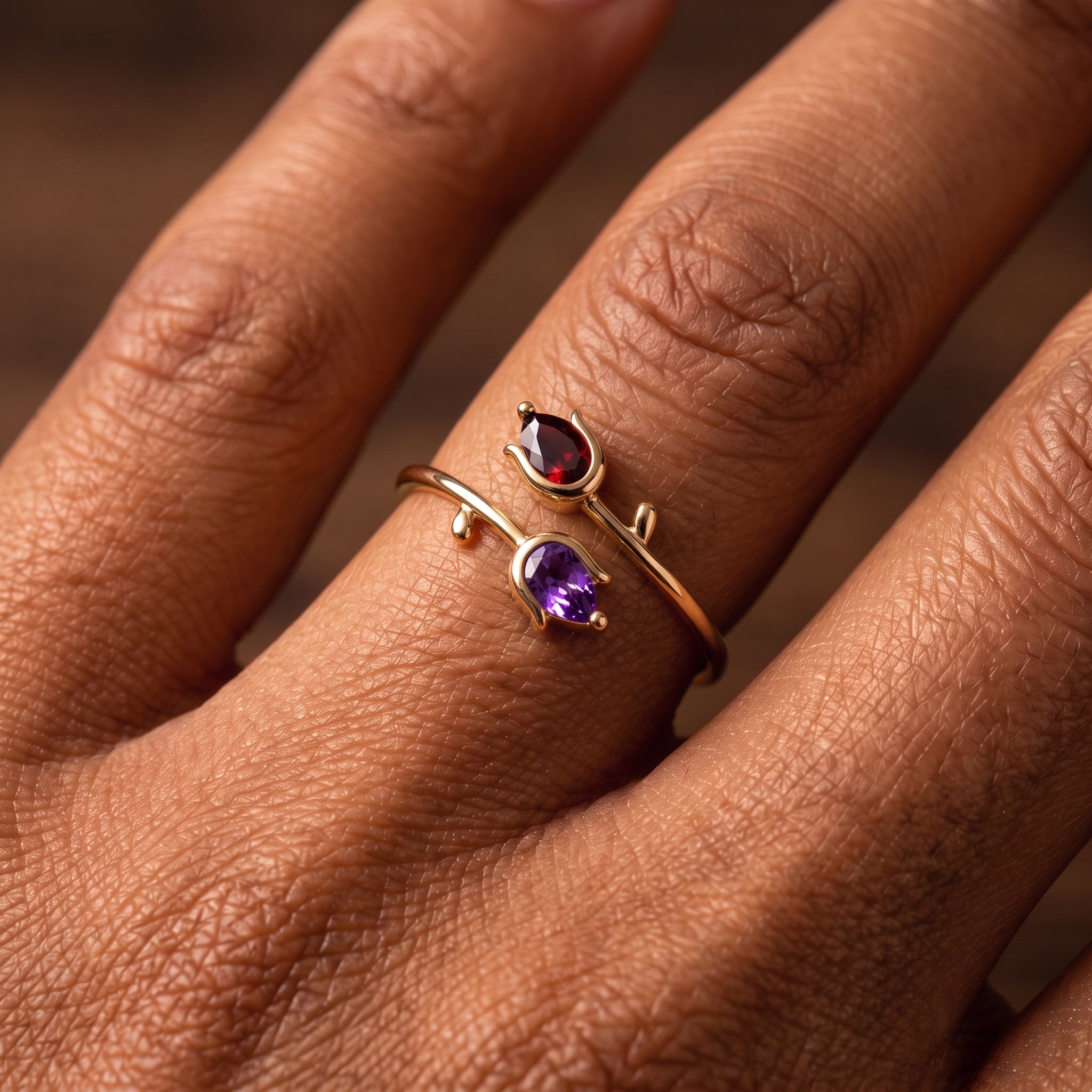 Anel Ajustável BirthStone "Tulipa"