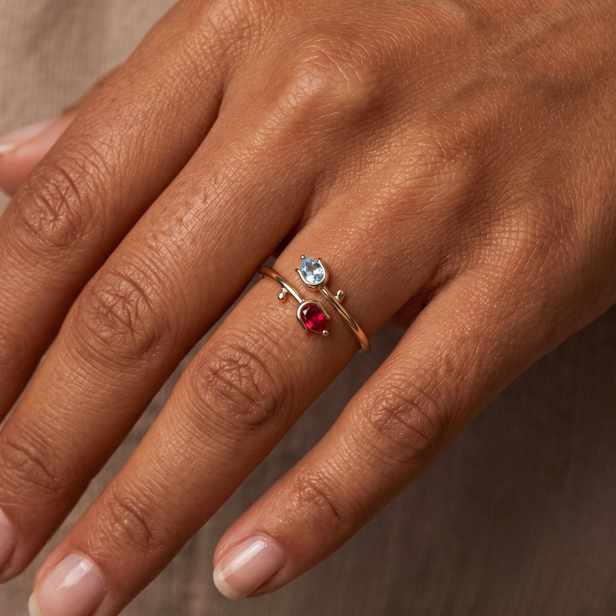 Anel Ajustável BirthStone "Tulipa"