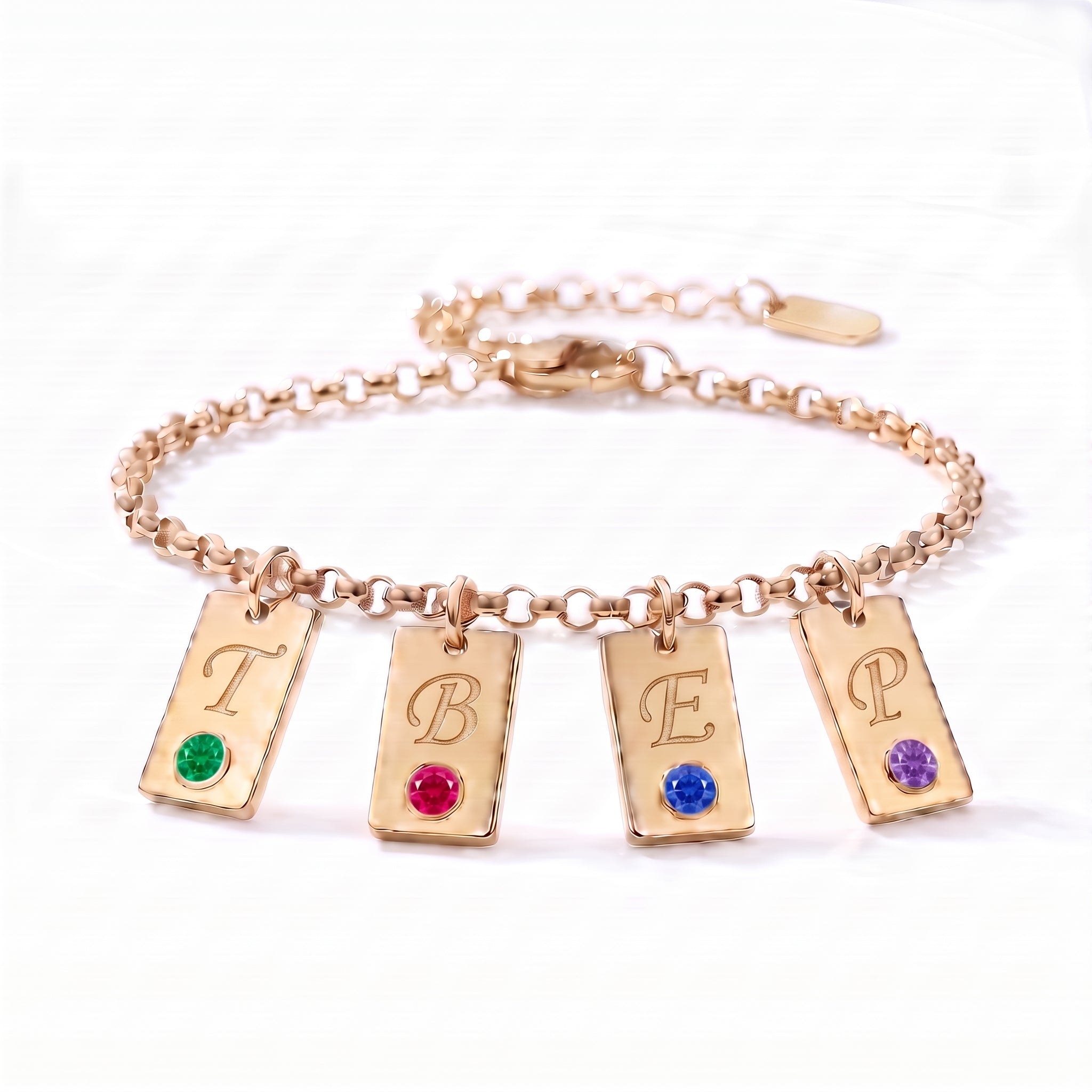 Pulseira de Birthstone Inicial "Nova"